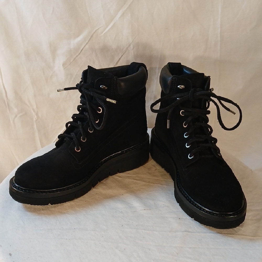 Like New Rag & Bone Black Suede Platform Wedge Booties